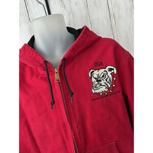 Men's Red Carhartt Duck Canvas Jacket Coat University Of Georgia RARE FIND S/M